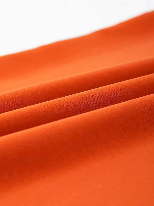 Orange Stand Collar Wide Leg Pants Set