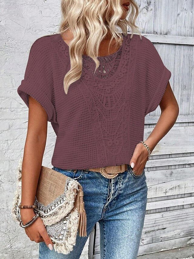 Women's Shirt Blouse Lace Tops Lace Plain Stylish Classic