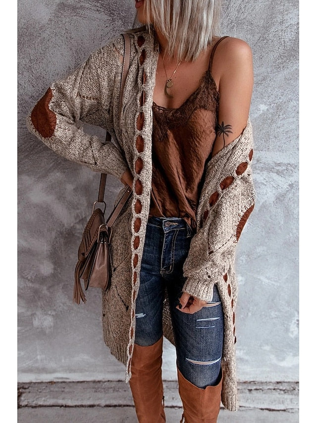 Women's Cardigan Vintage Streetwear Daily Geometric Cable