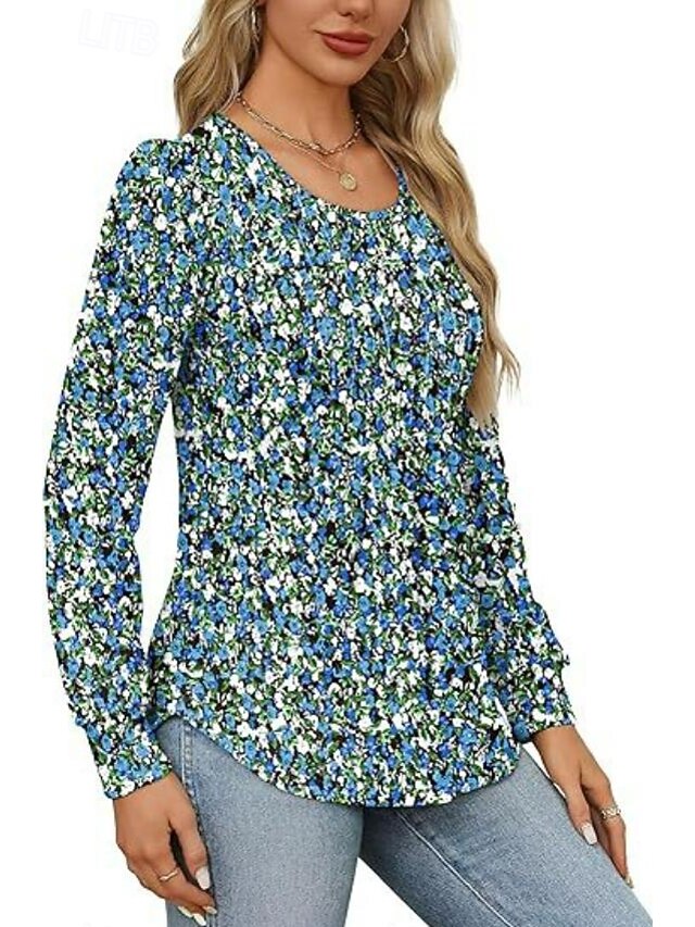 Women's Shirt Blouse Ruched Solid Color Basic Casual Long
