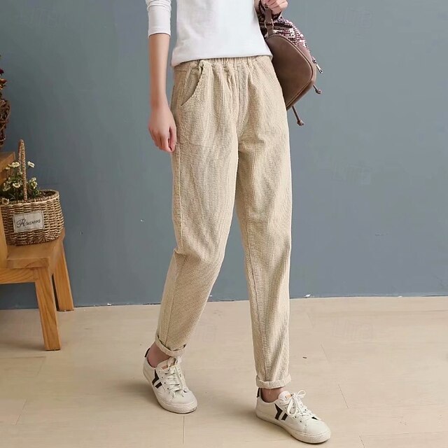 Women's Corduroy Pants Slacks Straight Streetwear Casual