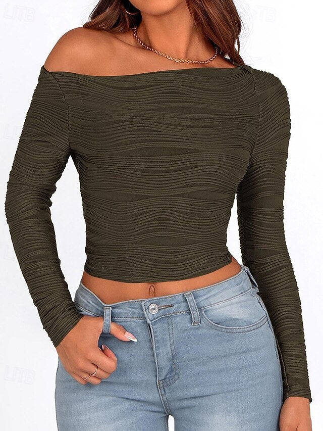 Women's T Shirt Tee Top Solid Color Elegant Fashion Stylish