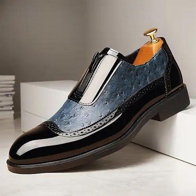 with Tan and Men's Patent Colorblock Shoes Black Formal