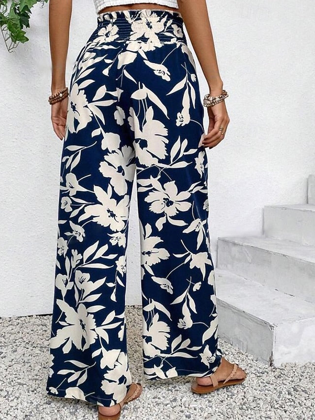 Women's Slacks Pants Trousers Boho Full Length Natural