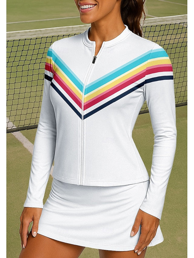Women's Rainbow Stripes Sport Shirt Tennis Shirt Tennis Top