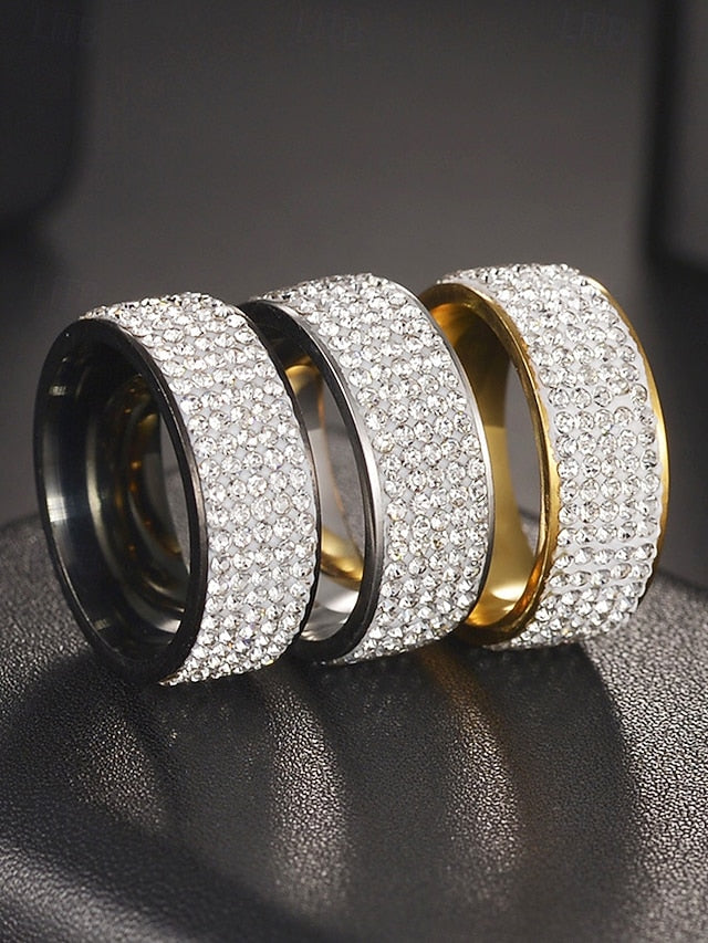 Men's Rhinestone Wide with Band Rings Pave Full