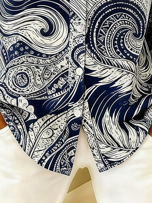 Women's Shirt Buttons Print Graphic Abstract Stylish Casual