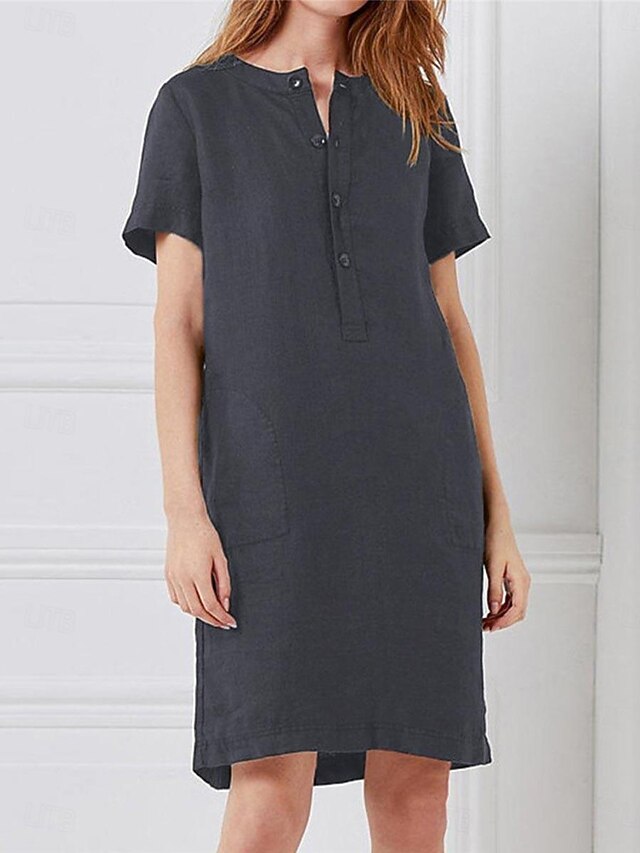 Women's Wine khaki Gray Summer Spring Midi Dress Faux