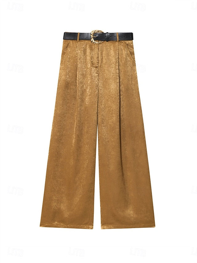Women's Wide Leg Chinos Straight Elegant Vintage Fashion