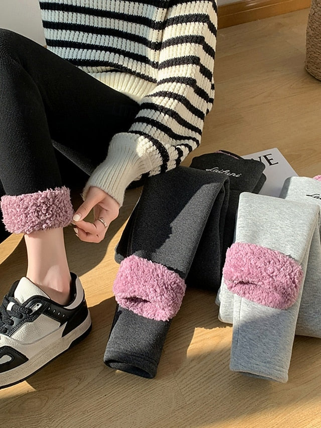 Women's Fleece Lined Leggings Fleece Pants Leggings Fashion