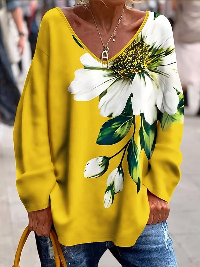 Women's T Shirt Print Floral Graphic Plants Elegant Fashion