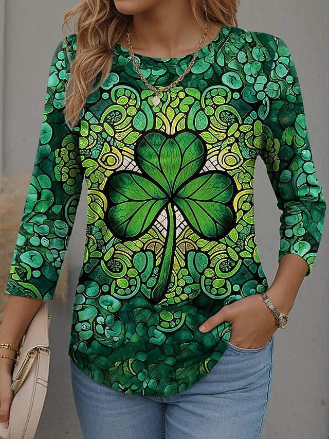 St. Patrick's Day Women's T Shirt V Neck Long Sleeve