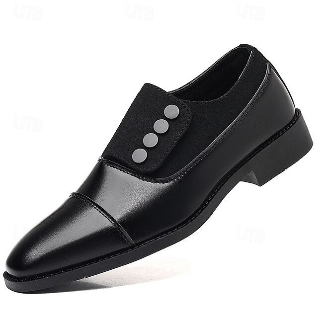 Black Classic Slip-On Shoes Button Men's Decor