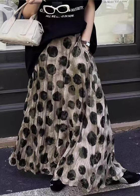 Loose Skirt Pockets Cotton Apricot Summer Dot