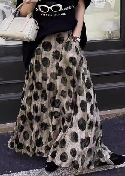 Loose Skirt Pockets Cotton Apricot Summer Dot