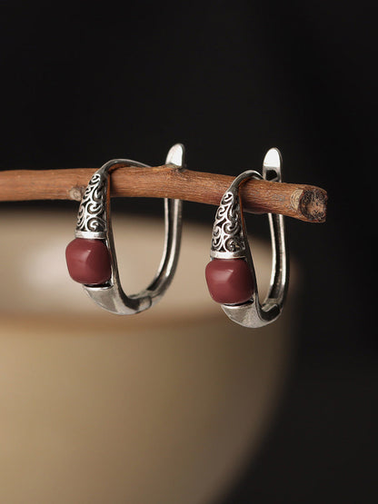 Earrings Cooper-plating Ethnic Silver Women