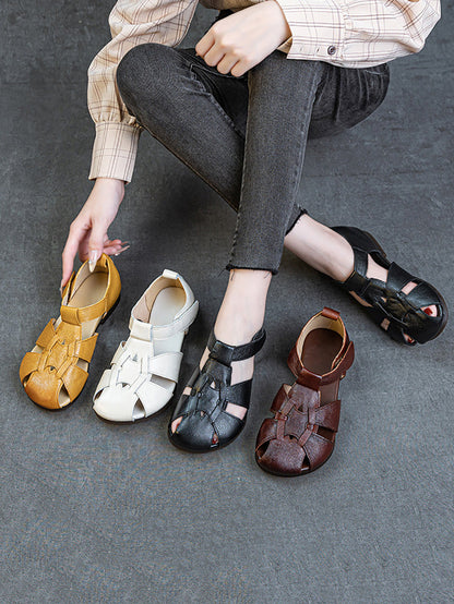 Leather Summer Soft Women Spliced Sandals