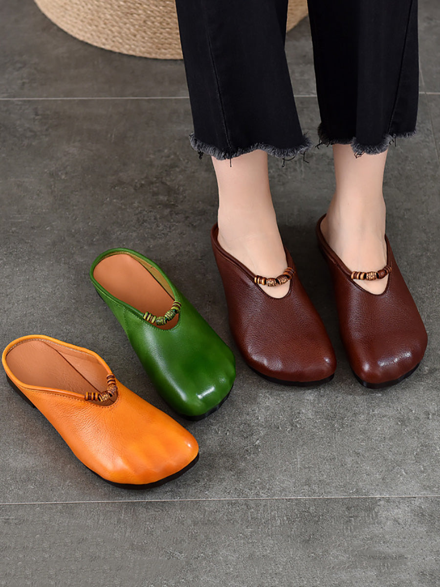 Summer Vintage Leather Soft Sandals Women