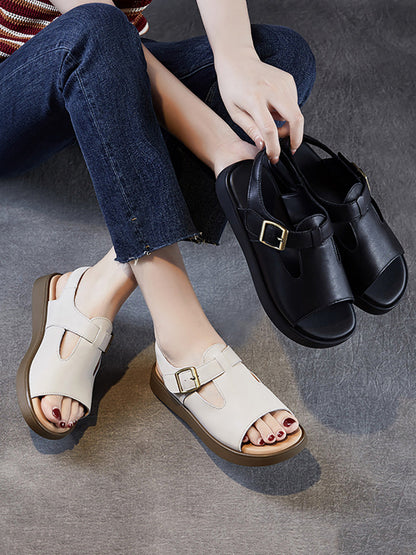 Women Soft Toe Leather Sandals Summer Open