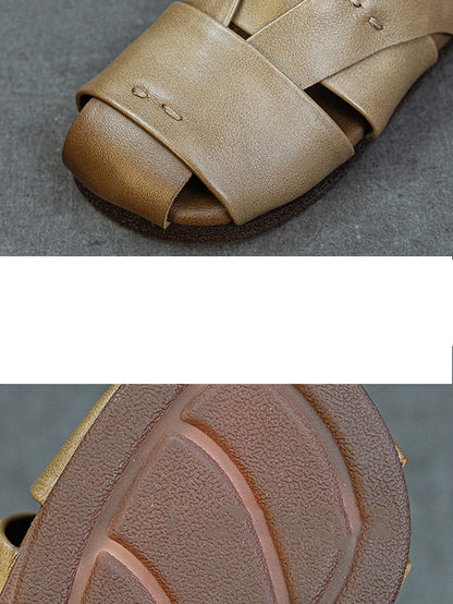 Vintage Flat Women Genuine Leather Sandals