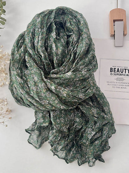 Women Summer Vintage Floral Cotton Scarf IO1015