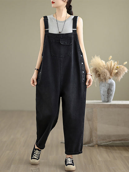 Denim Women Jumpsuits Loose Color Summer Casual Pure