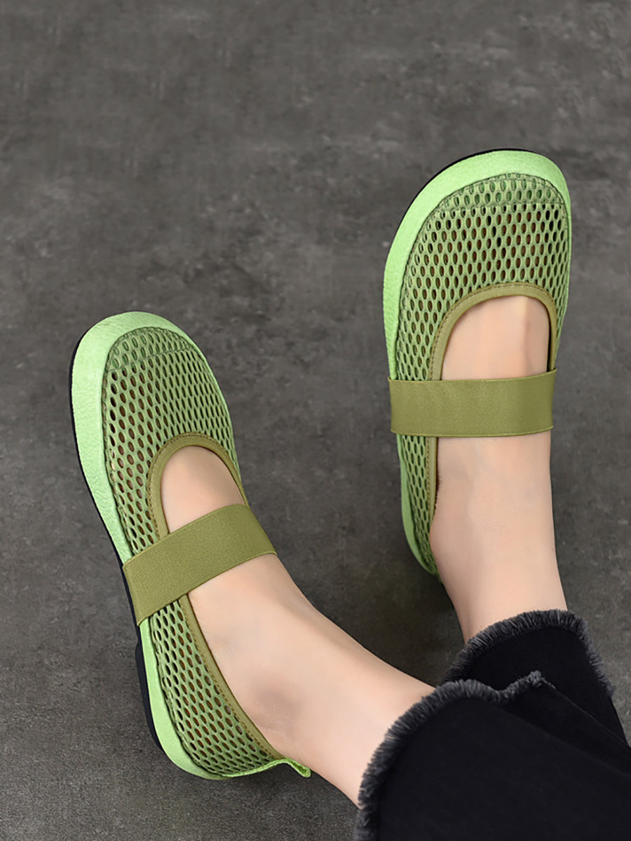 Low Heel Leather Summer Mesh Women Shoes