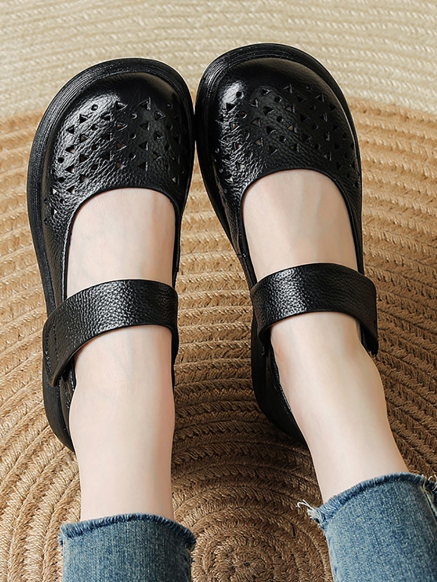 Shoes Leather Platfrom Out Vintage Hollow Women Summer