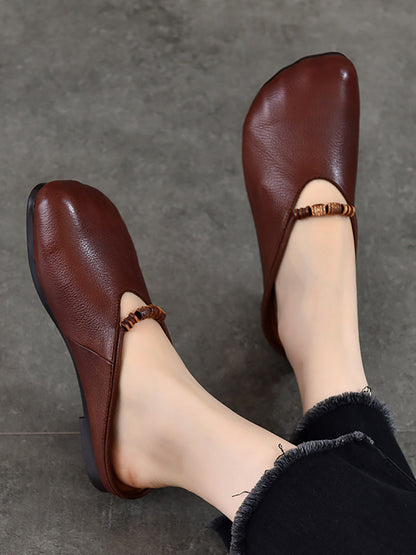 Summer Vintage Leather Soft Sandals Women