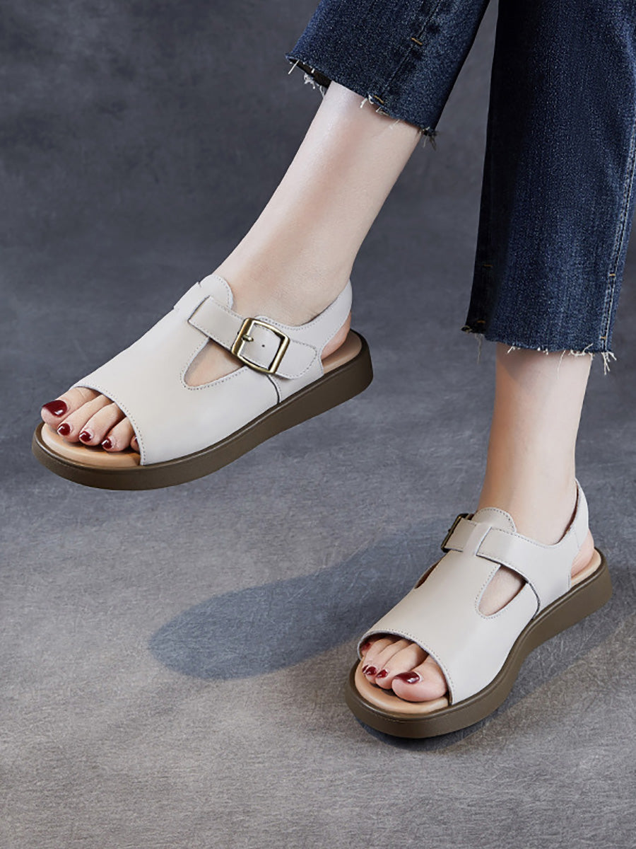 Women Soft Toe Leather Sandals Summer Open