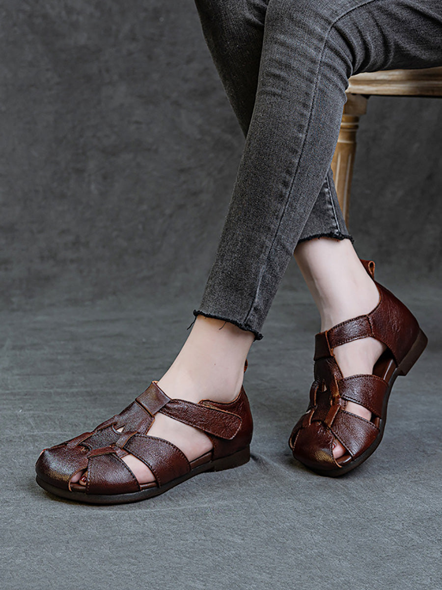 Leather Summer Soft Women Spliced Sandals