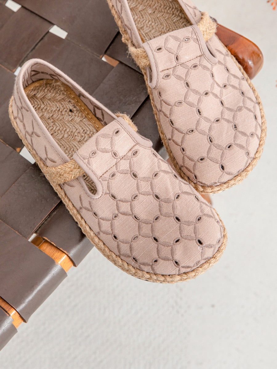 Summer Out Flat Hollow Shoes Casual Cotton Women