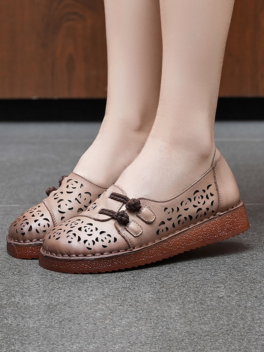 Hollow Women Out Shoes Low Heel Summer Ethnic
