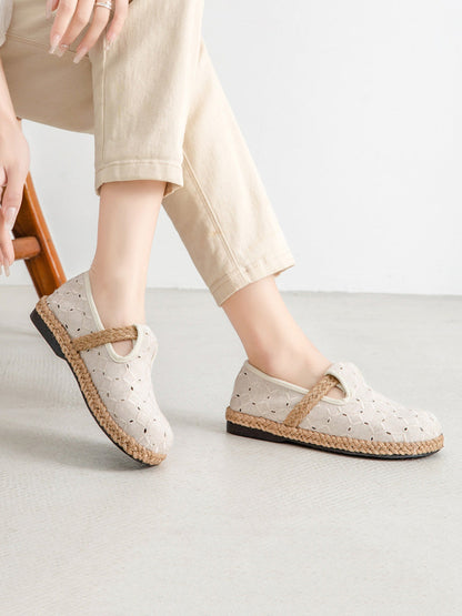 Summer Out Flat Hollow Shoes Casual Cotton Women