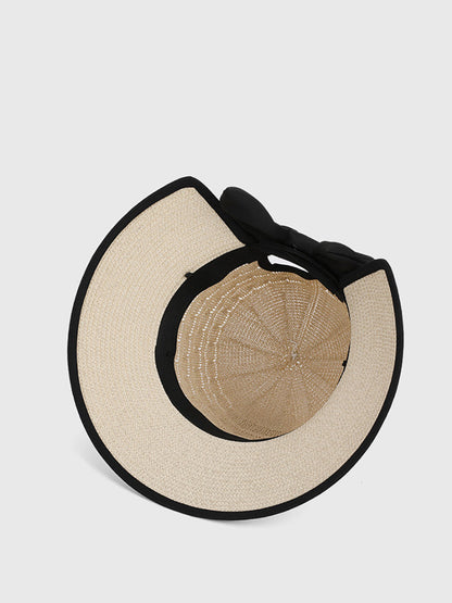 Bowknot Weave Women Straw Sunproof Hat Summer