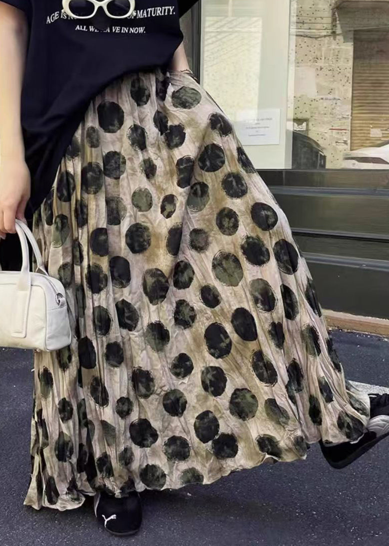 Loose Skirt Pockets Cotton Apricot Summer Dot