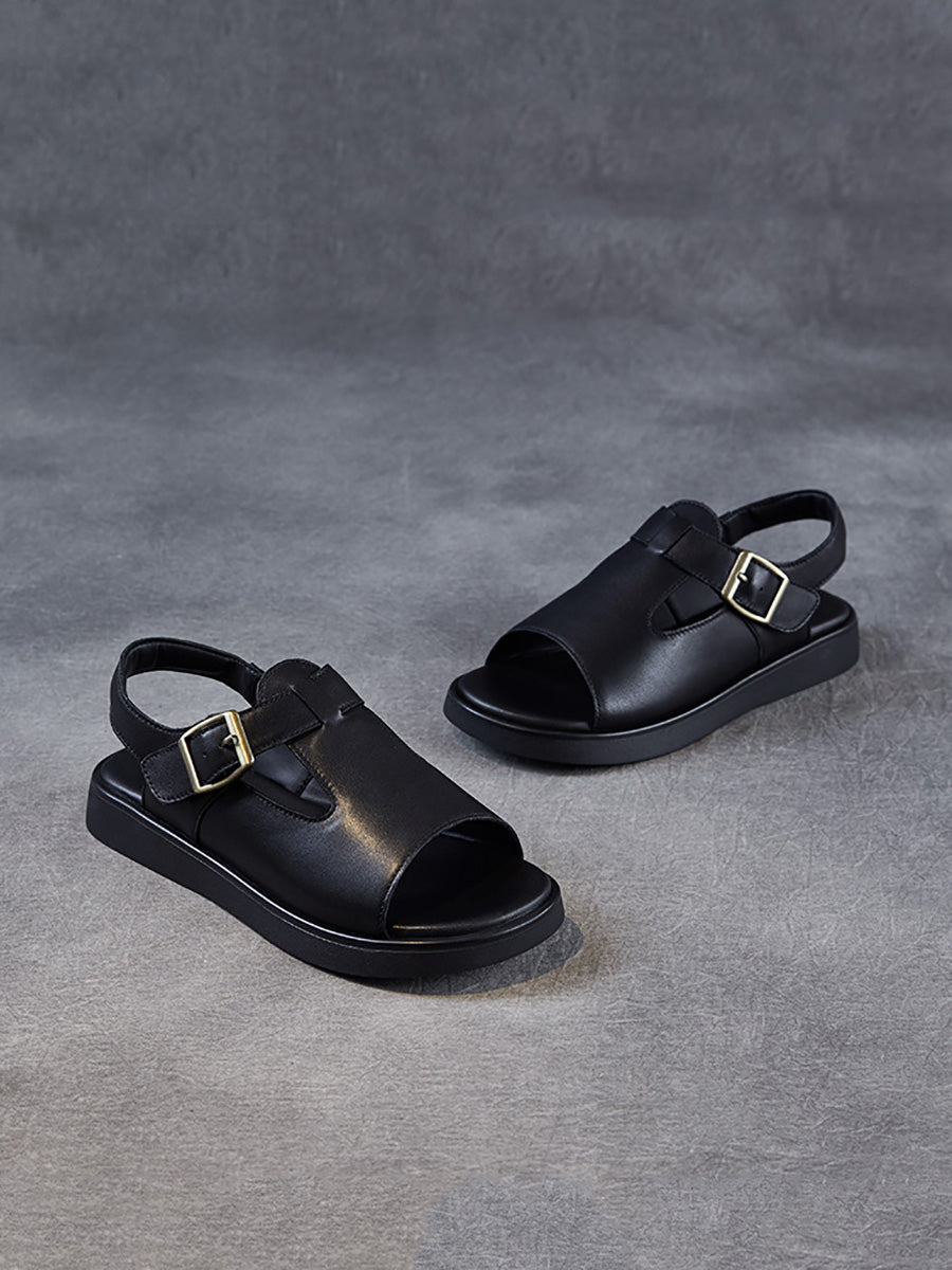 Women Soft Toe Leather Sandals Summer Open