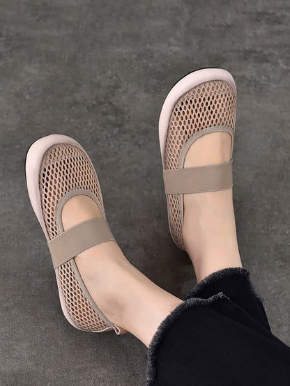 Low Heel Leather Summer Mesh Women Shoes