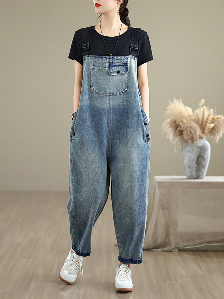 Denim Women Jumpsuits Loose Color Summer Casual Pure