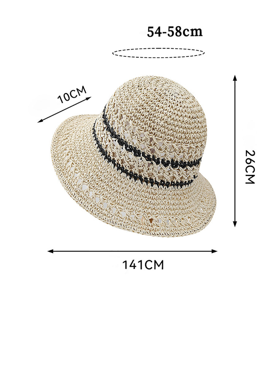 Women Casual Stripe Straw Weave Sunproof Hat CX021