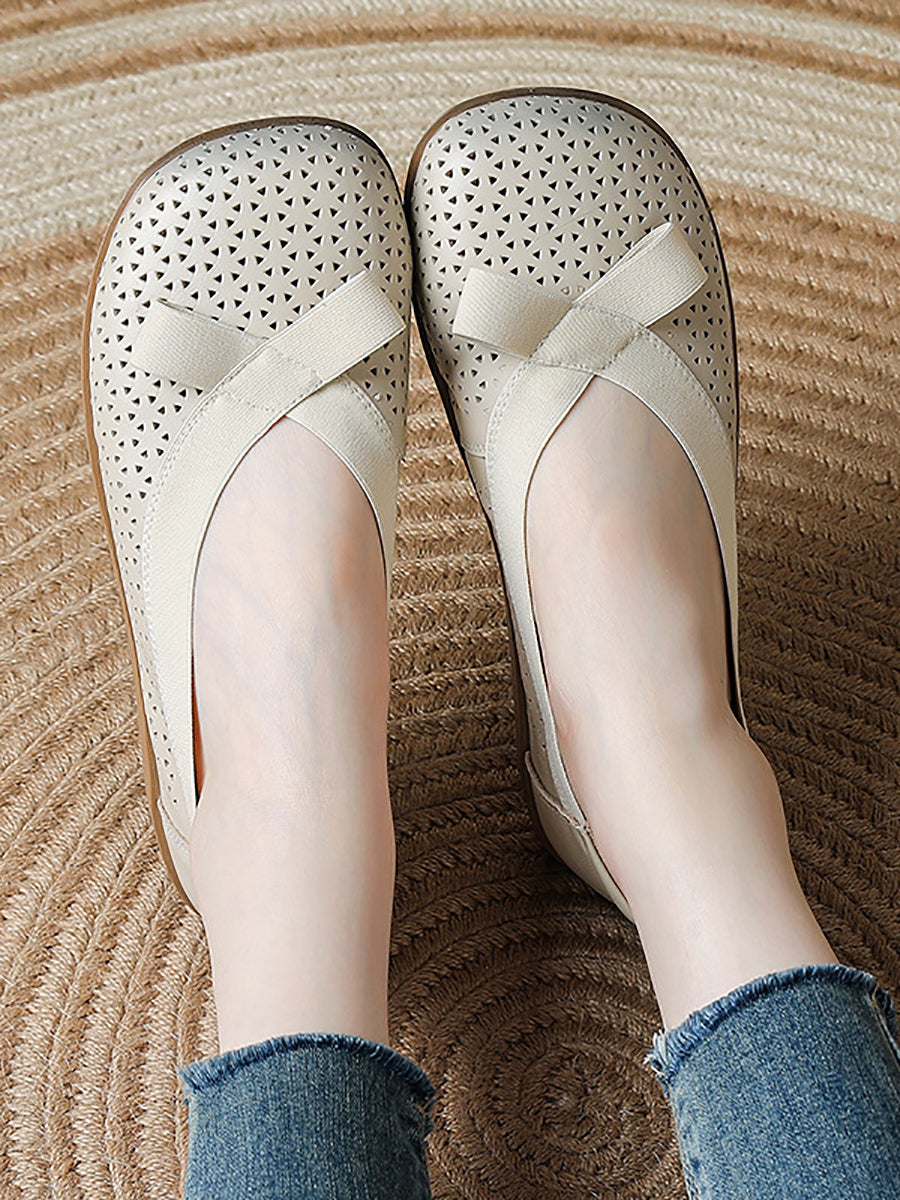 Genuine Leather Women Shoes Casual Soft Flat