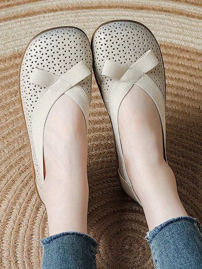 Genuine Leather Women Shoes Casual Soft Flat