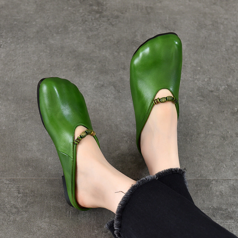 Summer Vintage Leather Soft Sandals Women