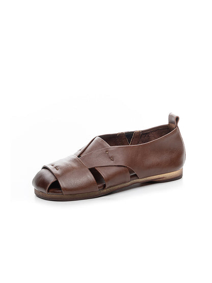 Vintage Flat Women Genuine Leather Sandals