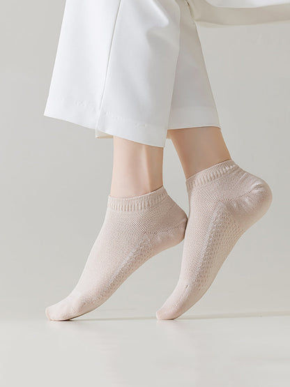 Women Color 5 Cotton Casual Pairs Socks Pure