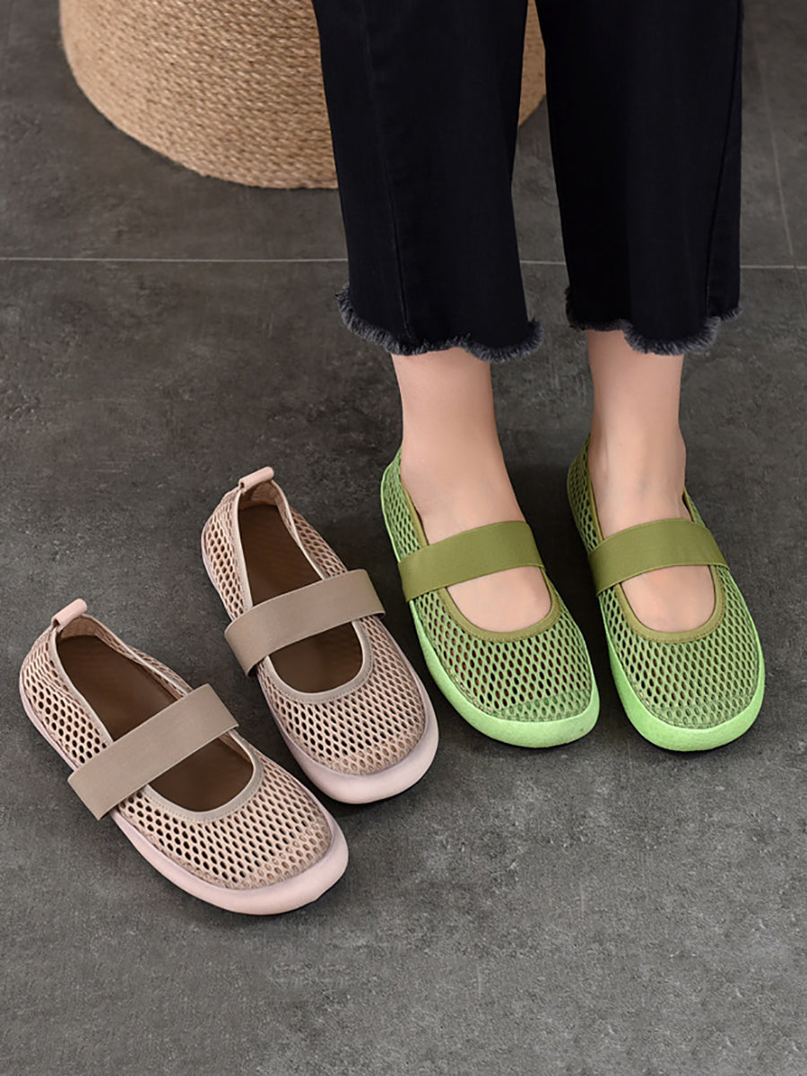 Low Heel Leather Summer Mesh Women Shoes