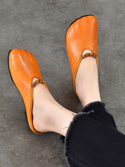 Summer Vintage Leather Soft Sandals Women