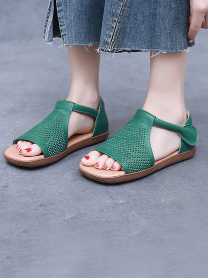 Sandals Leather Flat Hollow Summer Out Casua Women
