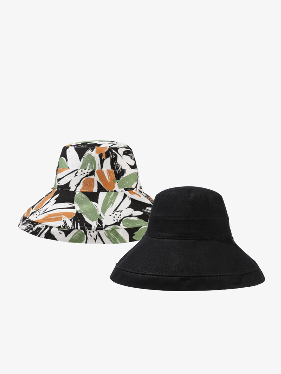Hat Summer Sunproof Dual-side Flower Women Wearing