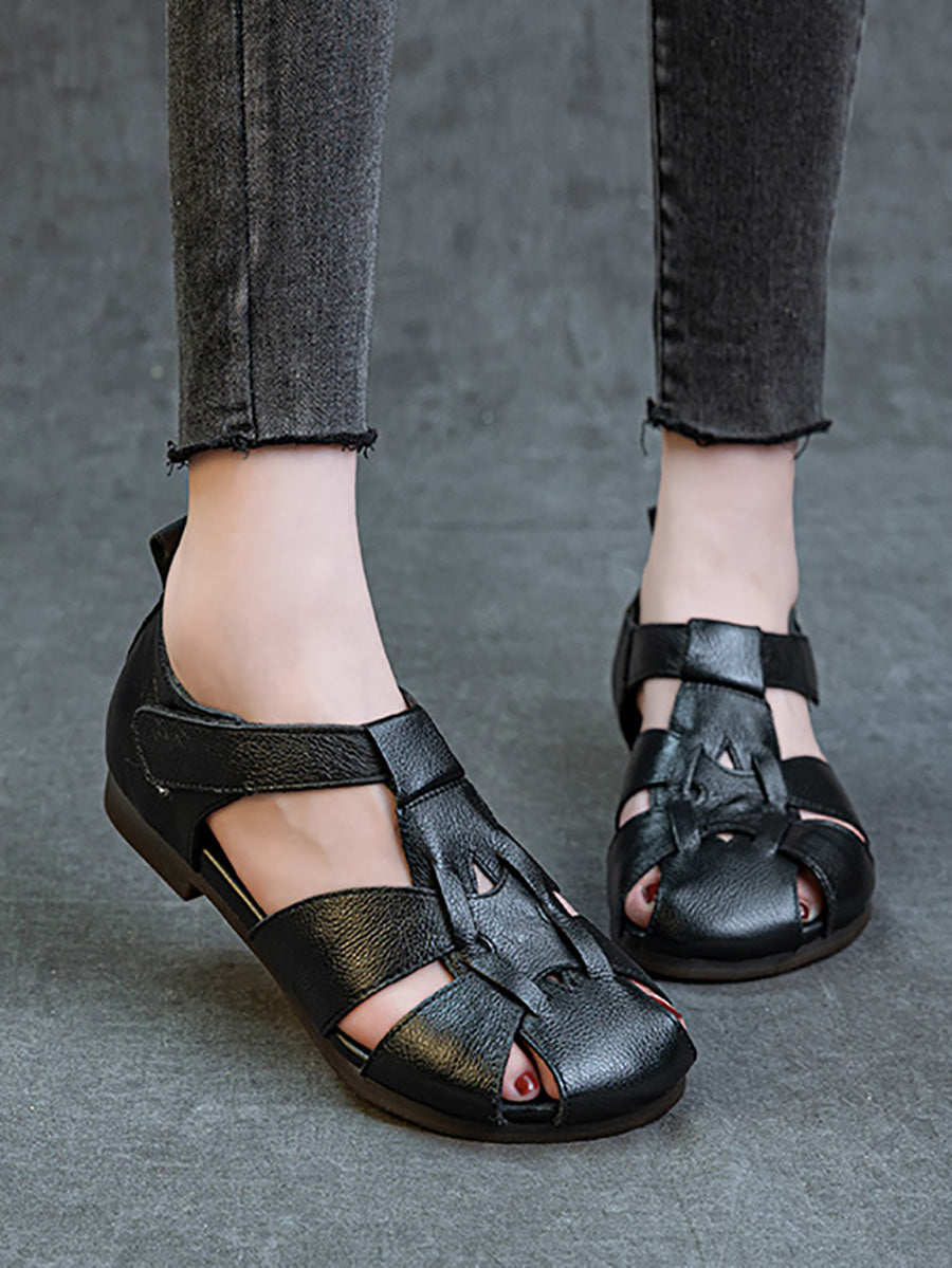 Leather Summer Soft Women Spliced Sandals